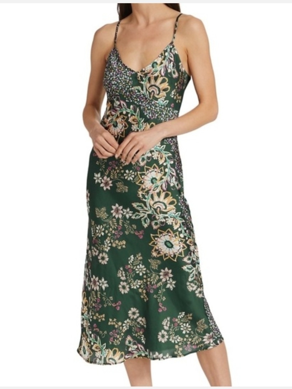 Free People Emerald Green Floral Slip Maxi Dress - Picture 5 of 14